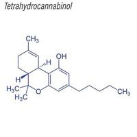 vector skelet formule van tetrahydrocannabinol. drug chemische m