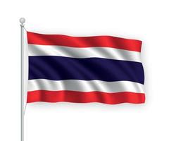 3D-zwaaiende vlag thailand geïsoleerd op een witte achtergrond. vector