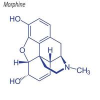 vector skelet formule van morfine. drug chemische molecuul.