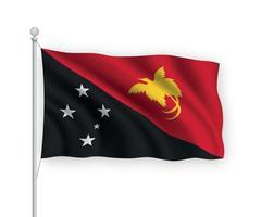 3D-zwaaiende vlag Papoea-Nieuw-Guinea geïsoleerd op een witte achtergrond. vector