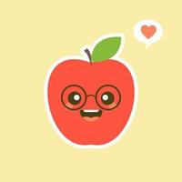 de frisse appelkarakters ontwerpen illustraties. fruit tekens collectie vectorillustratie van een grappig en lachend appel karakter. vector