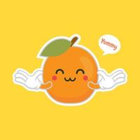 abrikozenvruchten emotie, emoji-tekens voor gezond voedselontwerp. Kleurrijk vriendelijk abrikozenfruit. leuk grappig personage. plat ontwerp. voor kinderen product. vector