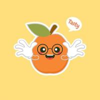 schattig en kawaii abrikoos fruit cartoon karakter platte ontwerp vectorillustratie. vector