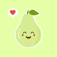 grappige gelukkig schattige gelukkig lachende avocado. vector platte cartoon karakter kawaii illustratie pictogram. geïsoleerd op kleur achtergrond. fruit avocado concept