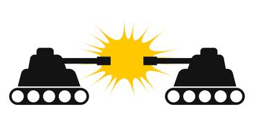 Twee tank silhouet tegenover elkaar vector