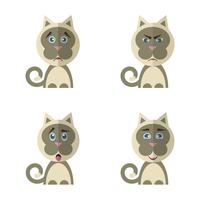 Verzameling van cute cartoon kat met verschillende emoties vector