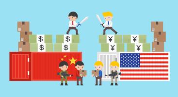 Handelsoorlog over de vectorillustratie van China en van de VS vector