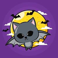 halloween-illustratie met schattige vleermuis vector
