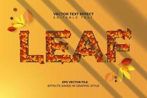 herfstbladeren. teksteffect met bladpatroon vector