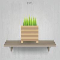 mooie decoratie plant in bloempot op houten plank achtergrond. idee voor interieurontwerp en decoratie. vector. vector