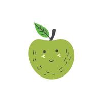 schattige groene appel vector