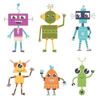 set met schattige buitenaardse robots vector