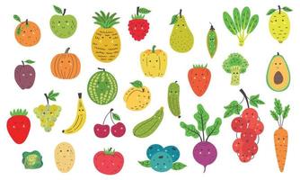 grote set schattige groenten en fruit vector