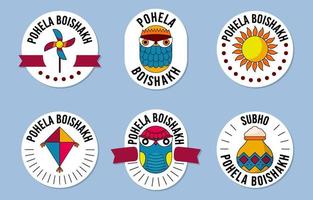 pohela boishakh label set vector