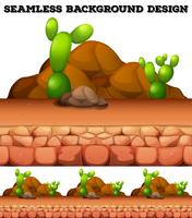 Naadloze achtergrond met cactus en rotsen vector