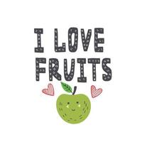 belettering ik hou van fruit vector