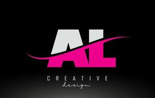 al al wit en roze letterlogo met swoosh. vector