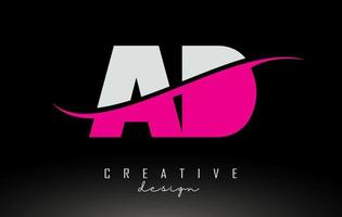 advertentie advertentie wit en roze letter logo met swoosh. vector