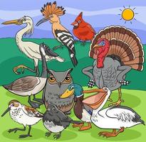 tekenfilm vogels dier stripfiguren groep vector