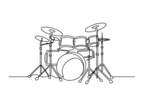 continue een lijntekening van een drums vector
