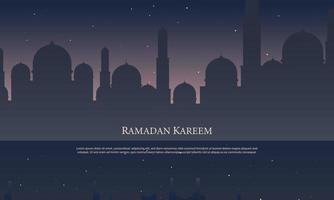 vectorafbeelding van ramadan kareem met islamitisch stadssilhouet. geschikt voor wenskaart, behang en andere ramadan-achtergrond. vector