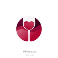 Set van logo ronde met een glas wijn. Capsule met vloeistof in beweging. Vector verloop vlakke afbeelding