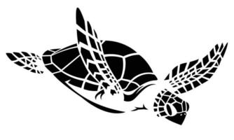 vector zwarte zeeschildpad zwemmen