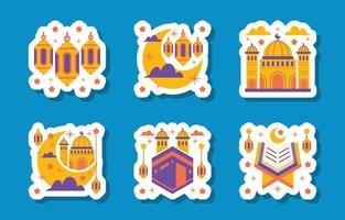 ramadhan-elementen in algemene stickercollectie vector