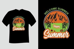 welkom zomer gelukkig zomer t-shirt vector