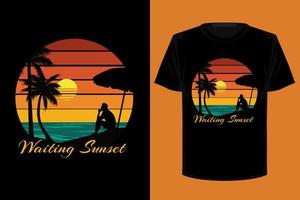 wachtende zonsondergang retro vintage t-shirtontwerp vector