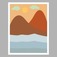 abstracte kunstafbeeldingen van berg- en zeelandschap voor wanddecoratie. geschikt voor woonkamerdecoratie. vector illustratie