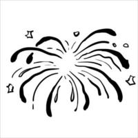 doodle vuurwerk explosie in doodle stijl vector