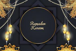 ramadan kareem islamitische stijl achtergrond met zwart goud luxe en element vector