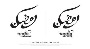 ramadan logo's 2022 groet met kalligrafie belettering ramadan mubarak en ramadan kareem logo. vector illustratie