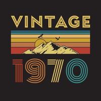 1970 vintage retro t-shirtontwerp, vector, zwarte achtergrond vector