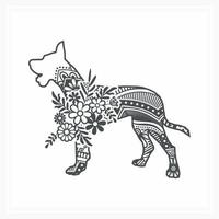 hond mandala met bloem, vectorillustratie. vector