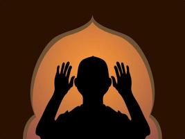 silhouet van een biddende man vector