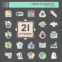 circus sticker set in trendy geïsoleerd op zwarte achtergrond vector