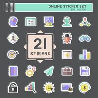 online sticker set in trendy geïsoleerd op zwarte achtergrond vector