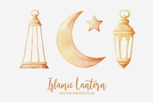 islamitische lantaarn aquarel met 3 objecten variatie illustratie vector