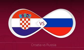 kroatië vs rusland in voetbalcompetitie, groep h. versus pictogram op voetbal achtergrond. vector