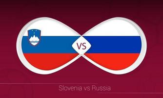 slovenië vs rusland in voetbalcompetitie, groep h. versus pictogram op voetbal achtergrond. vector