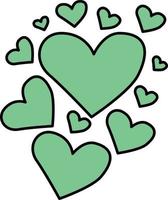 set van groene harten. vectorillustratie voor kinderen vector
