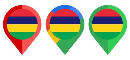 platte kaartmarkeringspictogram met de vlag van Mauritius op een witte achtergrond vector