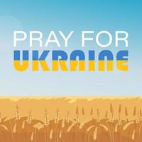 bid voor Oekraïne. landelijk landschap met tarweveld en blauwe lucht op de achtergrond. vectorillustratie. vector