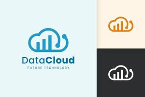 cloud- of gegevenslogo in moderne stijl met blauwe kleur vector