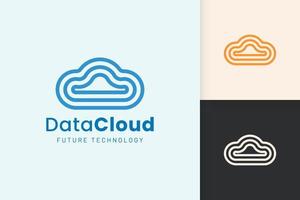 cloud- of gegevenslogo in moderne stijl met blauwe kleur vector