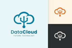 cloud- of gegevenslogo in moderne stijl met blauwe kleur vector