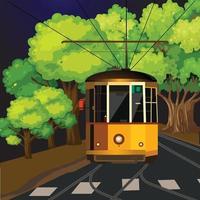 illustratie van de oude gele tram in Italië en Europa vector