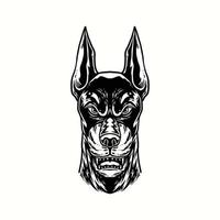 logo illustratie handtekening doberman hond vintage vector